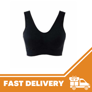 Black Seamless Sports Bra Crop Top Vest Shapewear Comfort Stretch Strapless Bras - ZYBUX